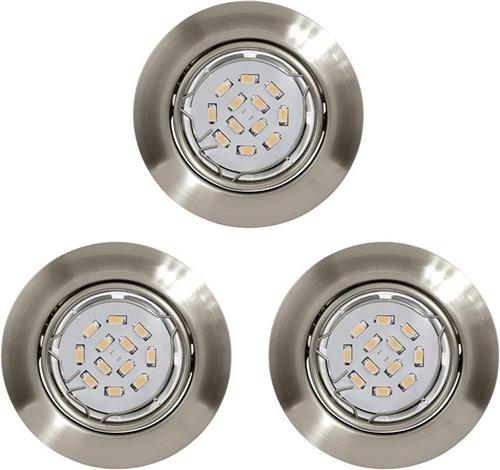 EGLO Peneto - Inbouwspotje - LED - Ø87mm. - Nikkel-Mat - Set 3 Spots - Richtbaar