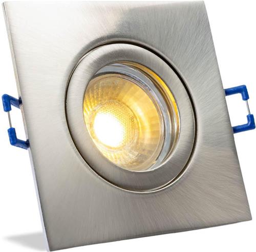 IP44 LED Inbouwspot Kaylee - badkamer of buiten - Vierkante spot - Nikkel mat - Extra Warm Wit - 2700K - 2.7 Watt - Philips