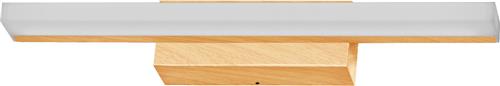 LEDVANCE Orbis Mirror light in wood decor, 40 cm, aluminium housing, 6.8 W, 650 lm, IP44 protection rating, colour temperature adjustable via Click CCT (4,000 K & 3,000 K), dimmable via touch control