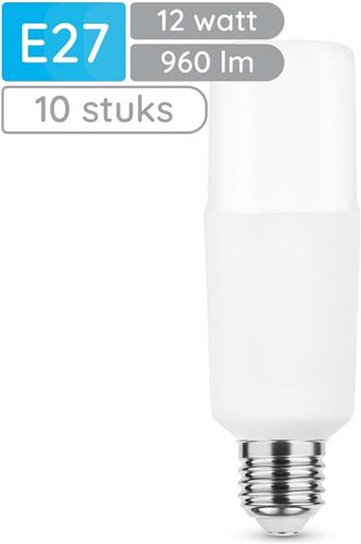 Modee E27 LED Lamp 12W - 960lm - 4000K - Neutraal Wit - LED Stick Lamp T44 - Vervangt 90W Halogeen Gloeilamp - 10 stuks