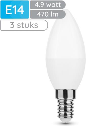 Modee E14 LED Lamp 4.9W - 470lm - 4000K - Neutraal Wit - LED Kaarslamp B35 - Vervangt 40W Halogeen Gloeilamp - 3 stuks