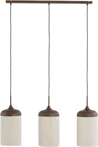 Light & Living Hanglamp Dania - Bruin/Crème - 90x22x32cm - 3L - Modern - Hanglampen Eetkamer, Slaapkamer, Woonkamer