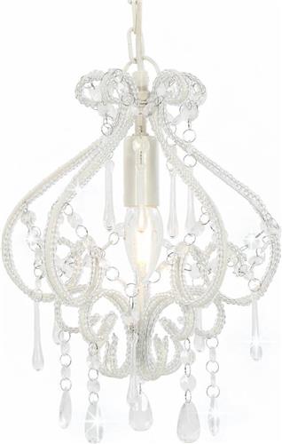 vidaXL Plafondlamp met kralen rond E14 wit