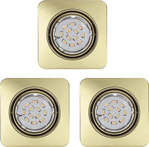 EGLO Peneto - Inbouwspotje - LED - 87X87mm. - Messing - Set 3 Spots - Richtbaar