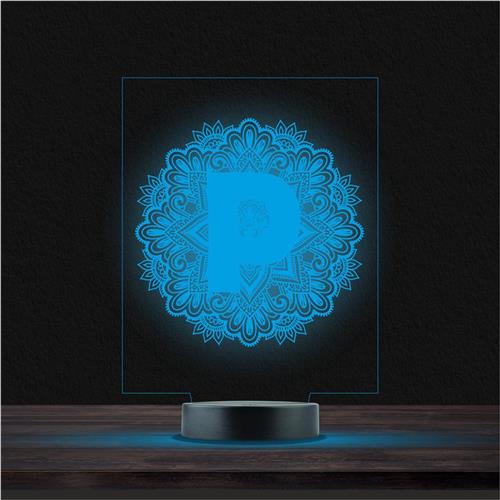 Led Lamp Met Gravering - RGB 7 Kleuren - Mandala P