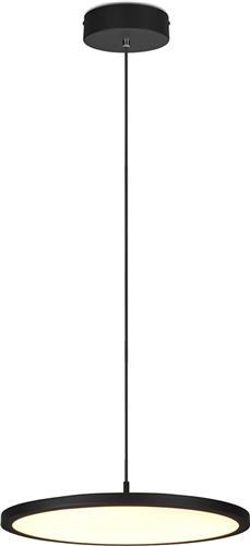 LED Hanglamp - Hangverlichting - Trion Trula - 29W - Warm Wit 3000K - Dimbaar - Rond - Mat Zwart - Aluminium