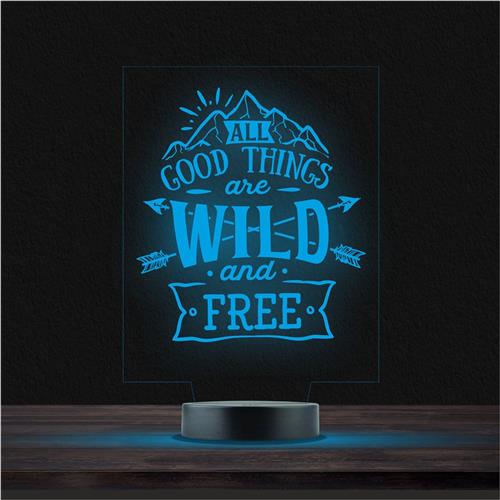 Led Lamp Met Gravering - RGB 7 Kleuren - All Good Things Are Wild And Free