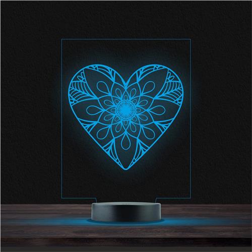 Led Lamp Met Gravering - RGB 7 Kleuren - Hart