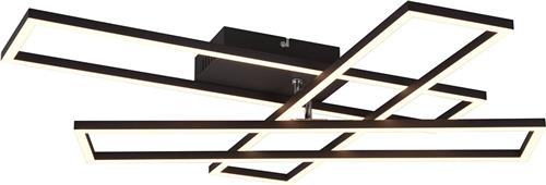LED Plafondlamp - Plafondverlichting - Trion Rosso - 36W - Aanpasbare Kleur - Afstandsbediening - Dimbaar - Vierkant - Mat Zwart - Metaal