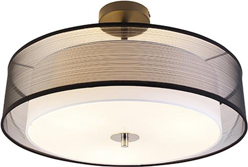 QAZQA drum-neutron - Moderne Plafondlamp - 3 lichts - Ø 500 mm - Zwart - Woonkamer | Slaapkamer | Keuken