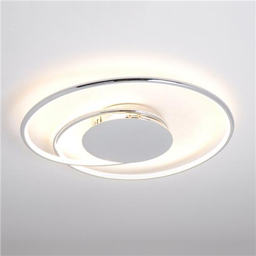 Lindby - LED plafondlamp - Plastic, metaal - H: 5 cm - wit, chroom