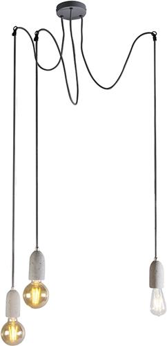 QAZQA cava concrete - Moderne Hanglamp - 3 lichts - Ø 400 mm - Grijs - Woonkamer | Slaapkamer | Keuken