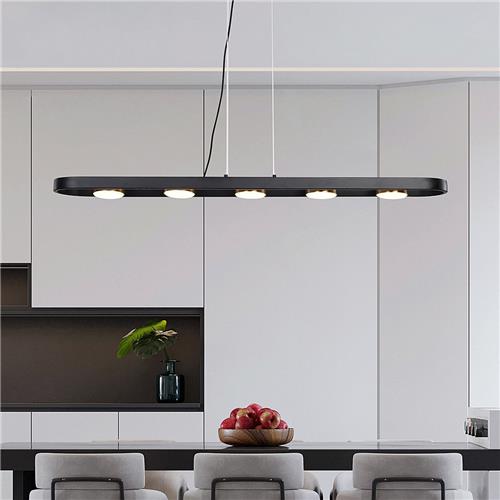 Zwarte hanglamp Sesto met gouden details