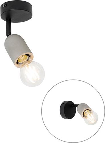 QAZQA pedra - Industriele Plafondlamp en wandlamp - 1 lichts - L 9 cm - Zwart - Industrieel - Woonkamer | Slaapkamer | Keuken