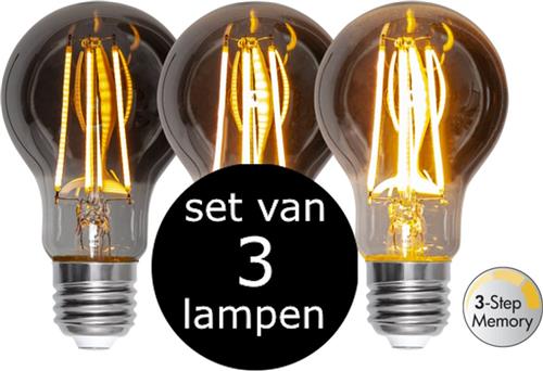 Star Trading - 3-Pack | LED - 3 standen - Standaard bol - E27 - 3.9W - Super Warm Wit - 2200K - Dimbaar