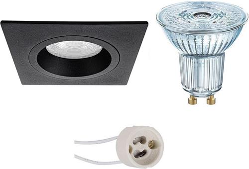 LED Spot Set - OSRAM Parathom PAR16 940 36D - Pragmi Rodos Pro - GU10 Fitting - Dimbaar - Inbouw Vierkant - Mat Zwart - 5.5W - Natuurlijk Wit 4000K - 93mm