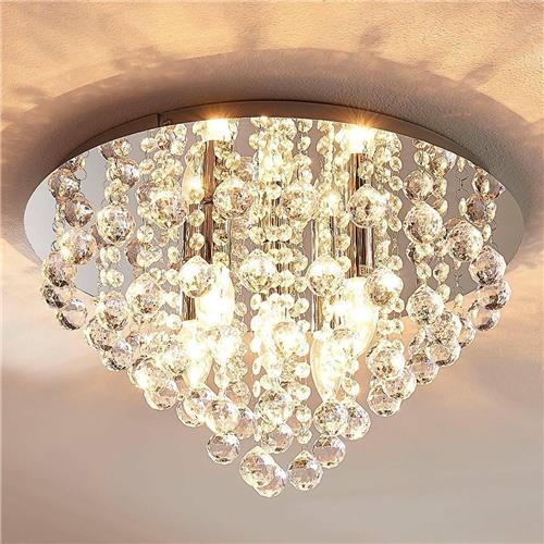 Lindby - plafondlamp - 5lichts - metaal, acryl - H: 27 cm - E14 - chroom, helder