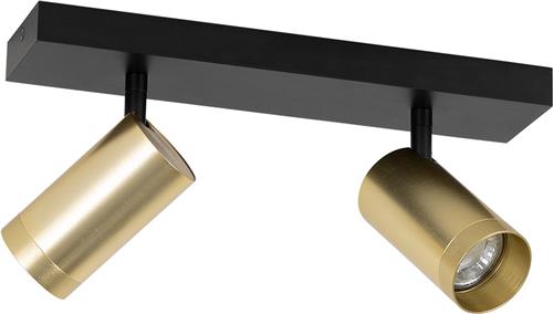 QAZQA jeana luxe - Moderne Wand en Plafondspot | Spotje | Opbouwspot - 2 lichts - L 32 cm - Zwart Goud - Woonkamer | Slaapkamer | Keuken