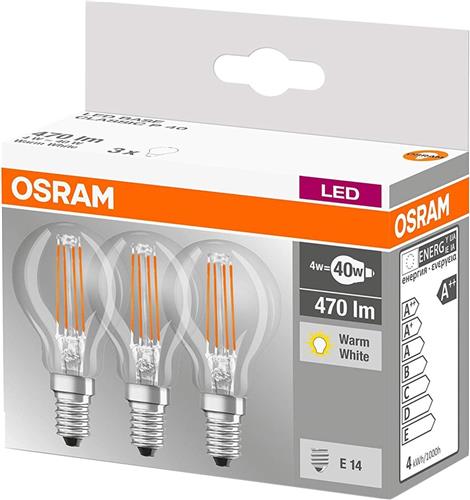 OSRAM 4058075819337 LED-lamp Energielabel E (A - G) E14 Kogel 4 W Warmwit (Ø x l) 45.0 mm x 77.0 mm 1 stuk(s)