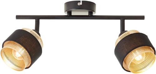 Brilliant Grove spot 2-vlammig zwart goud metaal/textiel 2x D45, E14, 28 W, Geschikt voor hanglamp (niet inbegrepen)