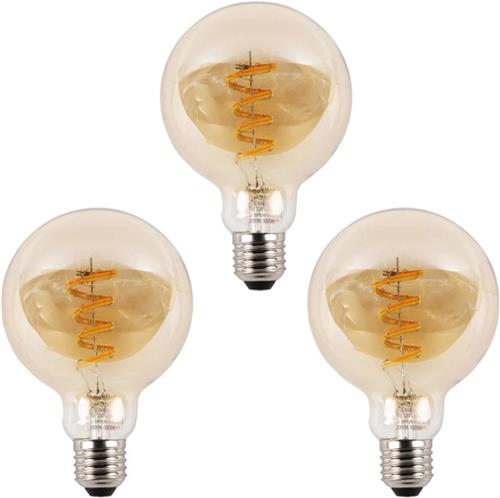 Voordeelset van 3 Zigbee E27 spiraal filament G95 lampen - Dual White - amberkleurig - slimme bediening met Smart Life app - Smart lamp - Slimme verlichting