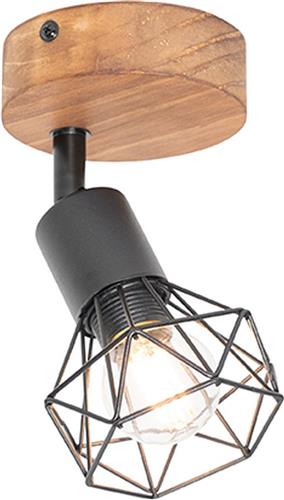 QAZQA mosh - Industriele Wand en Plafondspot | Spotje | Opbouwspot - 1 lichts - L 9.5 cm - Bruin - Industrieel - Woonkamer | Slaapkamer | Keuken