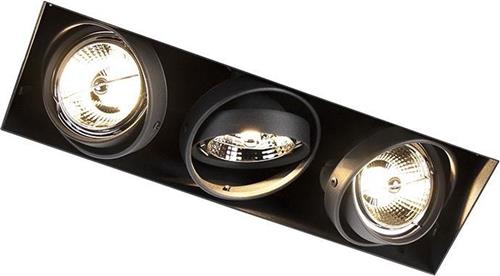 QAZQA oneon trimless 70 - Moderne Inbouwspot - 3 lichts - L 315 mm - Zwart - Woonkamer | Slaapkamer | Keuken