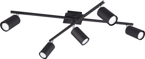 LED Plafondspot - Torna Mary - GU10 Fitting - 5-lichts - Rechthoek - Mat Zwart - Aluminium