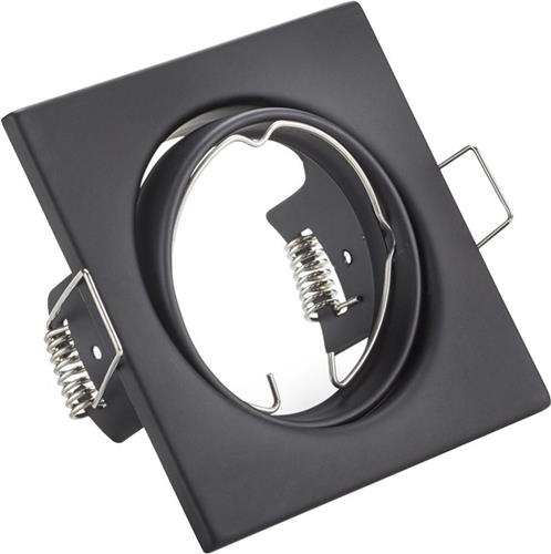 Spot Armatuur GU10 - Torna - GU10 Inbouwspot - Vierkant - Zwart - Aluminium - Kantelbaar 80mm