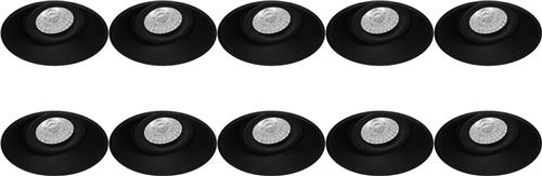 Spot Armatuur 10 Pack - Proma Nivas Pro - GU10 Inbouwspot - Rond - Zwart - Aluminium - Trimless - Kantelbaar - Ø150mm