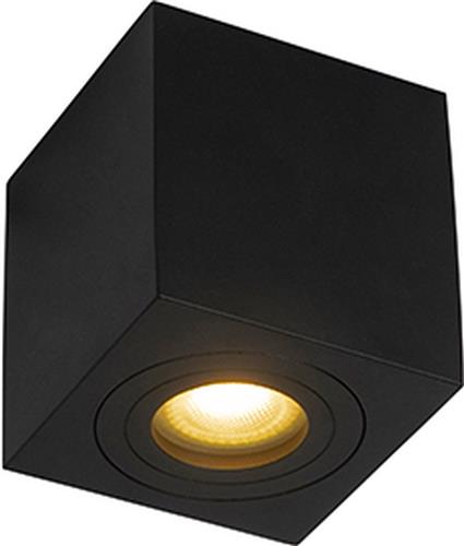 QAZQA capa - Moderne Plafondspot | Spotje | Opbouwspot voor badkamer - 1 lichts - L 90 mm - Zwart -