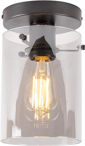 QAZQA dome - Design Plafondlamp - 1 lichts - Ø 15 cm - Zwart - Woonkamer | Slaapkamer