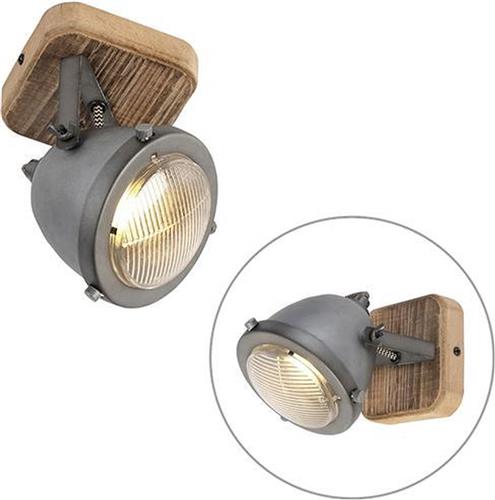 QAZQA emado - Industriele LED Smart Plafondspot | Spotje | Opbouwspot incl. wifi - 1 lichts - L 11 cm - Grijs - Industrieel - Woonkamer | Slaapkamer | Keuken