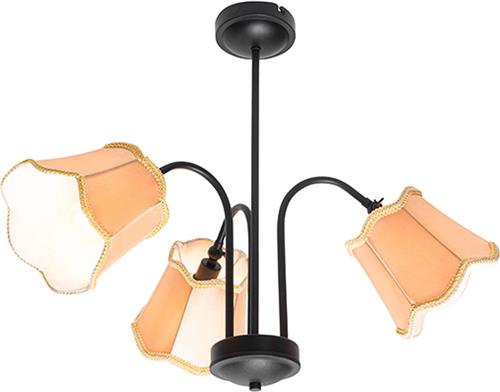 QAZQA nona - Klassieke Plafondlamp - 3 lichts - Ø 70 cm - Zwart Goud - Woonkamer | Slaapkamer
