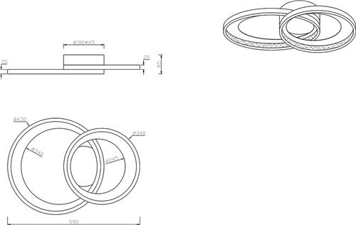 LED Plafondlamp - Torna Granity - 29W - Warm Wit 3000K - Dimbaar - Ovaal - Mat Chroom - Aluminium