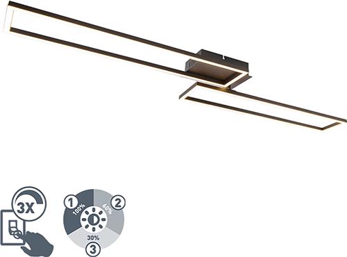 QAZQA plazas - Moderne Dimbare LED Plafondlamp met Dimmer - 1 lichts - L 1100 mm - Zwart - Woonkamer | Slaapkamer | Keuken