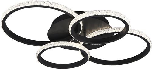 LED Plafondlamp - Plafondverlichting - Trion Serai - 27W - Natuurlijk Wit 4000K - Dimbaar - Rond - Mat Zwart - Metaal