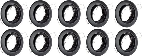 Spot Armatuur 10 Pack - GU10 Inbouwspot - Rond - Zwart - Aluminium - Kantelbaar Ø82mm