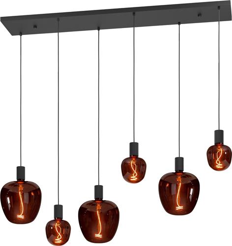 EGLO Nogalte hanglamp - 6-lichts - E27 - 130 cm - Rechthoek - Zwart