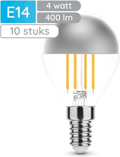 Modee E14 LED Lamp 4W - 400lm - 2700K - Warm Wit - LED Filament Globe Mini P45 Kopspiegellamp - Vervangt 40W Halogeen Gloeilamp - 10 stuks