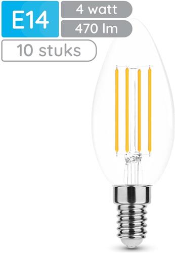Modee E14 LED Lamp 4W - 470lm - 2700K - Warm Wit - LED Filament Kaarslamp B35 - Vervangt 40W Halogeen Gloeilamp - 10 stuks