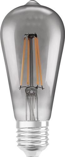 LEDVANCE SMART LED-lamp met wifi-technologie, socket E27, dimbaar, warm wit (25-K), edisonform, helder filament in het rookglas, vervanging voor conventionele 44W-peren, beheersbaar met Alexa, Google & App