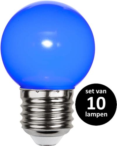 Blauwe lamp voor prikkabel - 1Watt- E27 - set van 10