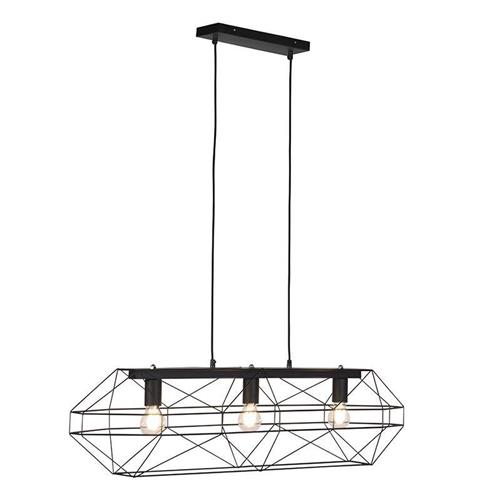 QAZQA carcass - Design Grote hanglamp - 3 lichts - L 300 mm - Zwart - Woonkamer