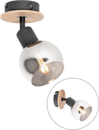 QAZQA vidro - Art Deco Wand en Plafondspot | Spotje | Opbouwspot - 1 lichts - L 10 cm - Grijs - Woonkamer | Slaapkamer | Keuken