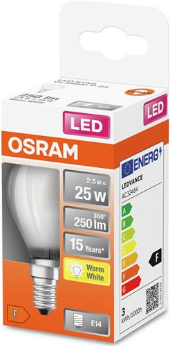 OSRAM 4058075436626 LED-lamp Energielabel F (A - G) E14 Peer 2.5 W = 25 W Warmwit 1 stuk(s)