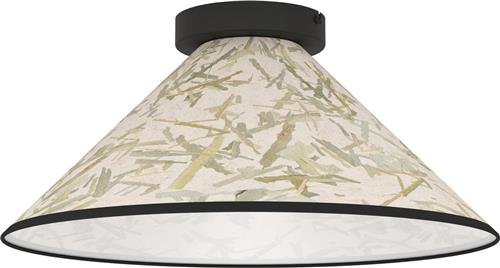 EGLO Oxpark Plafondlamp - E27 - Ø 42 cm - Zwart/Wit/Groen - Bamboe