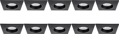 Spot Armatuur 10 Pack - Pragmi Rodos Pro - GU10 Inbouwspot - Vierkant - Zwart - Aluminium - 93mm
