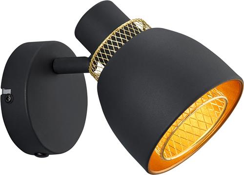 LED Wandspot - Torna Blado - E14 Fitting - 1-lichts - Rond - Mat Zwart - Metaal