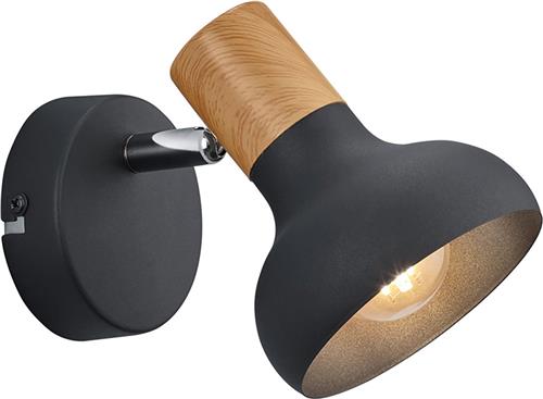 LED Wandspot - Torna Livori - E14 Fitting - 1-lichts - Rond - Mat Zwart - Metaal